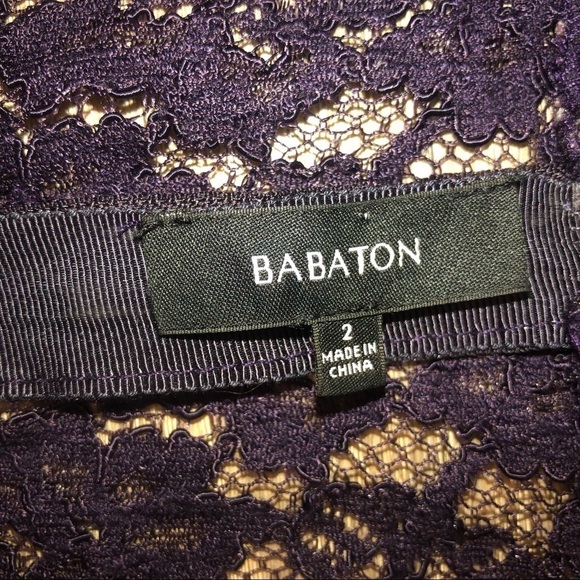 babaton Dark Purple Lace Fringe V Neck Mini Cocktail Dress Sz 2 - Picture 9 of 13